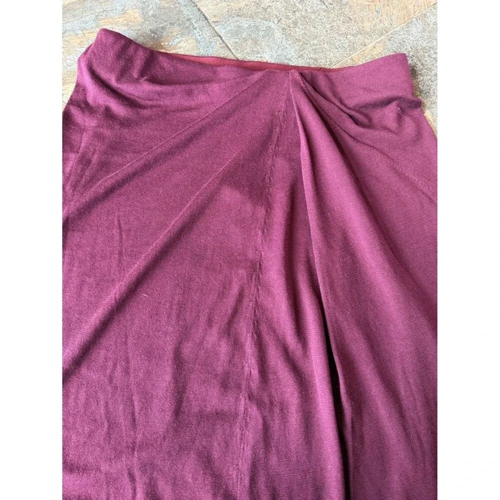 LAFAYETTE 148 NEW YORK Cotton-Silk Knit Asymmetrical Draped A-Line Midi Skirt